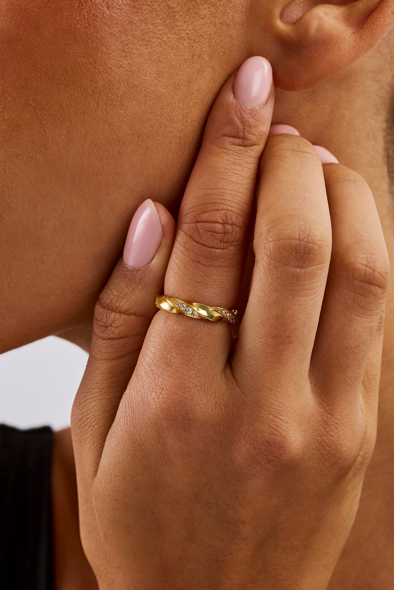 Polierter und mit Eis verzierter Webring – 5 mm – Gold